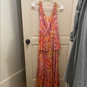 Vibrant Pink and Orange Maxi Dress
